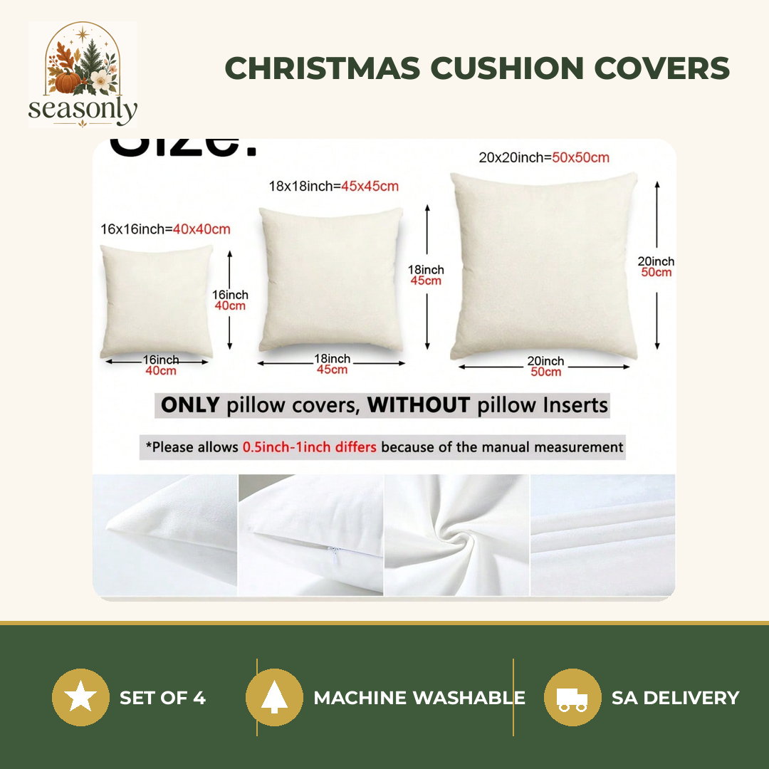 Seasonly Merry Christmas Cushion Covers – Set of 4