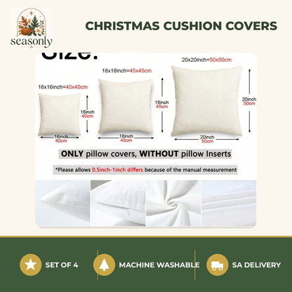 Seasonly Merry Christmas Cushion Covers – Set of 4