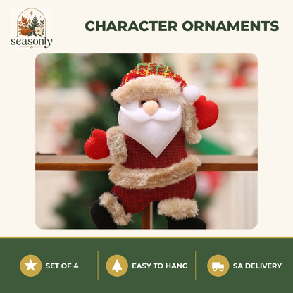Seasonly Plush Christmas Character Ornaments – Set of 4