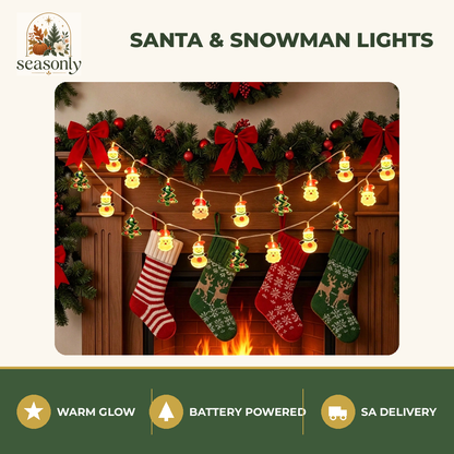 Seasonly Santa & Snowman String Lights