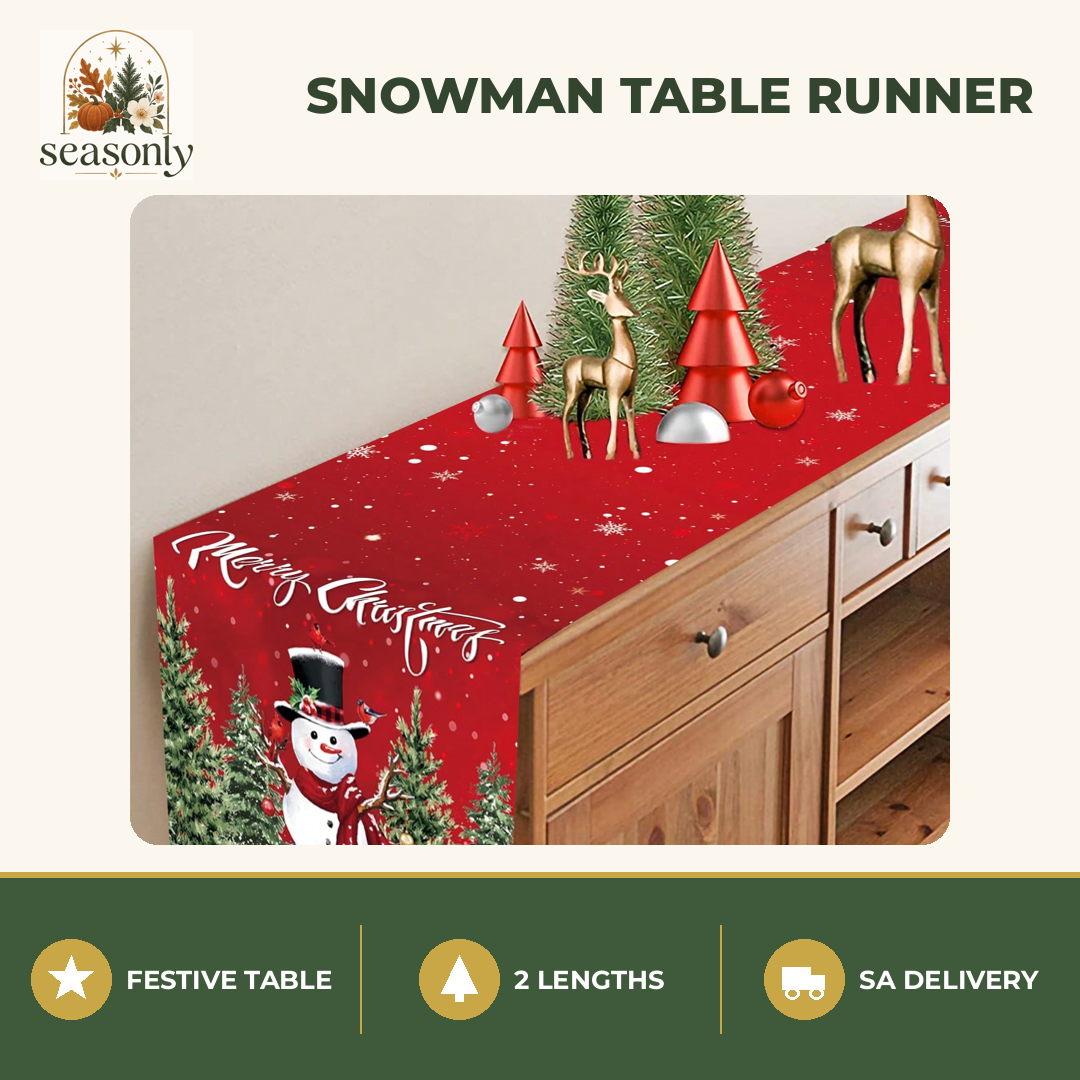Seasonly Snowman Christmas Table Runner