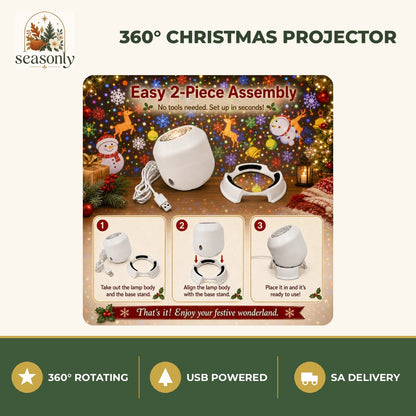 Seasonly 360° Rotating Christmas Projector Light