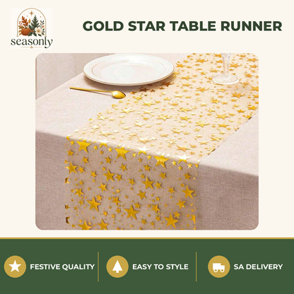 Seasonly Gold Foil Star Table Runner